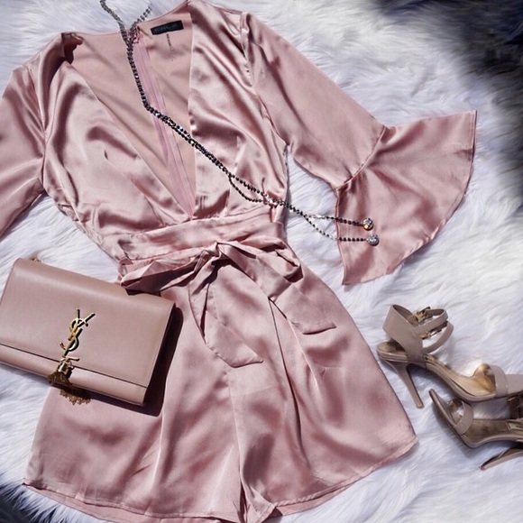 NWT Pink Bell Sleeve Romper - Picture 3 of 3